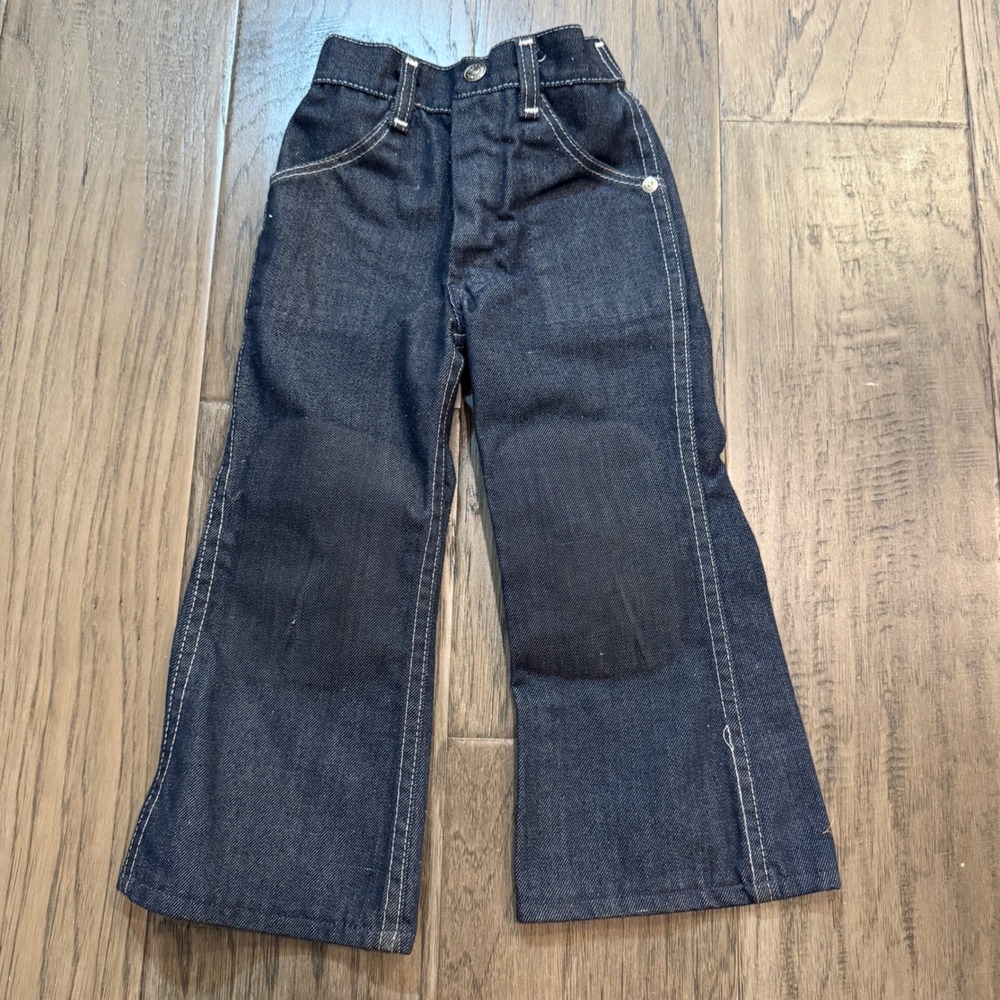 Vintage Sears Toughskins‎ Jeans Size 4 Slim Dark Wash Denim Flare Leg Kids